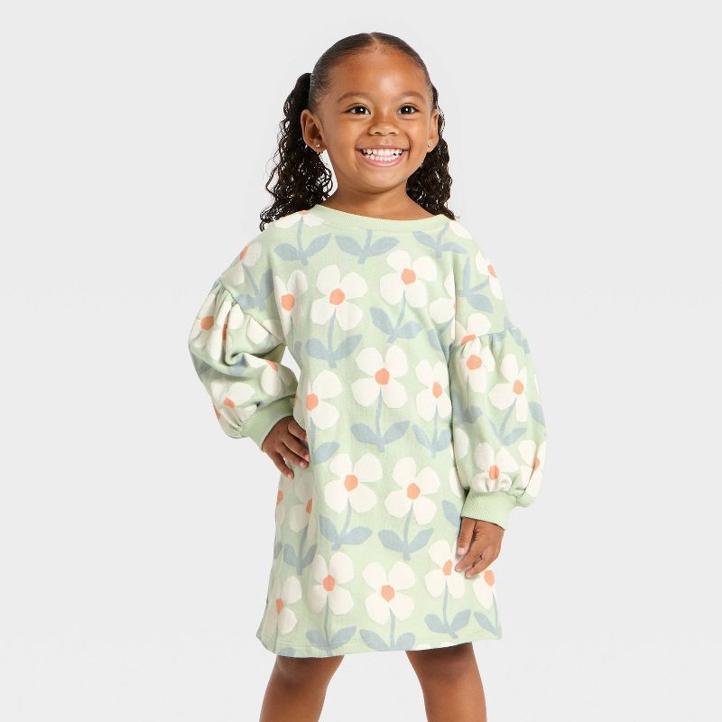 cat and jack green dress Toddler Girls' Long Sleeve Daisy SSYB