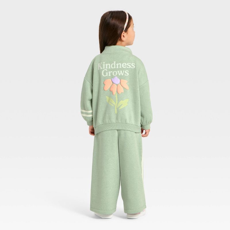slide 2 of 4, Toddler Girls' 'Kindness Grows' Pullover Sweater and Pull-On Pants Set - Cat & Jack™ Green 4T, 1 ct