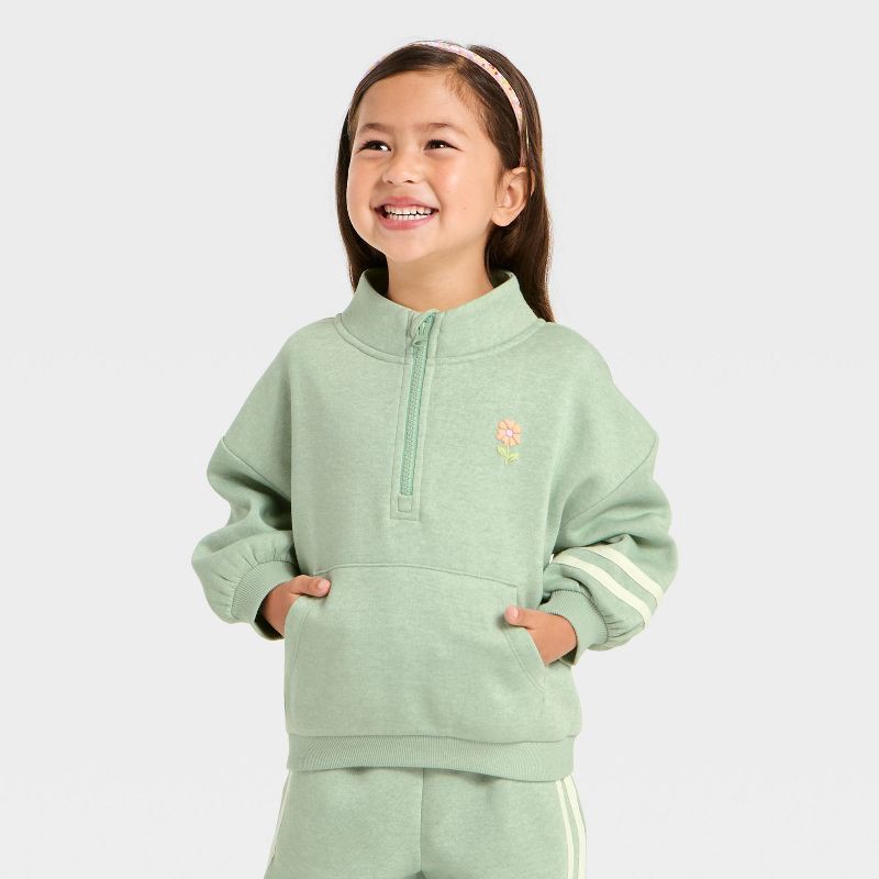 slide 3 of 4, Toddler Girls' 'Kindness Grows' Pullover Sweater and Pull-On Pants Set - Cat & Jack™ Green 4T, 1 ct