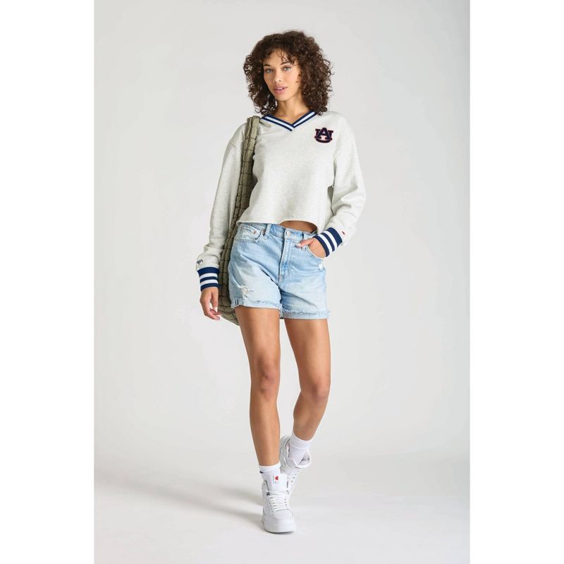 slide 1 of 4, NCAA Auburn Tigers Women's Champion Ash V-Neck Sweatshirt - XL, 1 ct