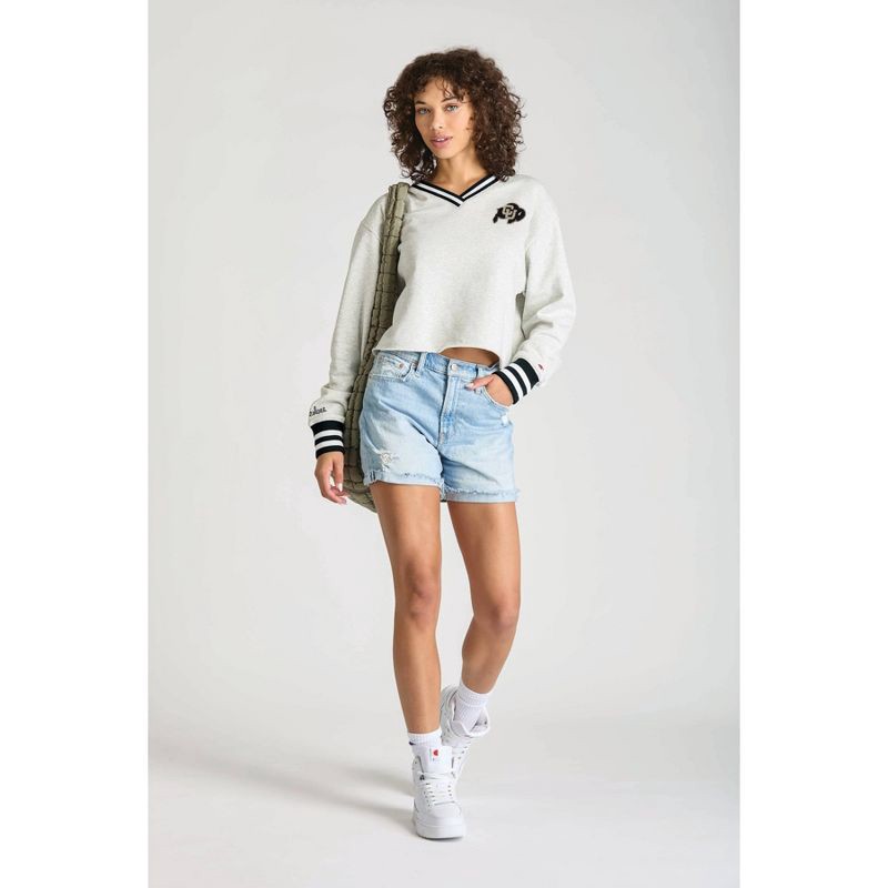 slide 1 of 4, NCAA Colorado Buffaloes Women's Champion Ash V-Neck Sweatshirt - M, 1 ct