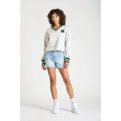 NCAA Hawaii Rainbow Warriors Women's Champion Ash V-Neck Sweatshirt - L