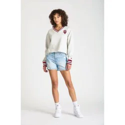 NCAA Indiana Hoosiers Women's Champion Ash V-Neck Sweatshirt - M