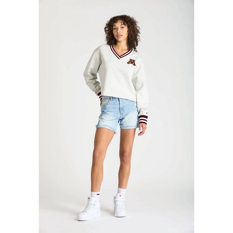 slide 1 of 4, NCAA Minnesota Golden Gophers Women's Champion Ash V-Neck Sweatshirt - S, 1 ct