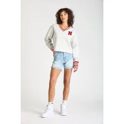 NCAA Nebraska Cornhuskers Women's Champion Ash V-Neck Sweatshirt - L