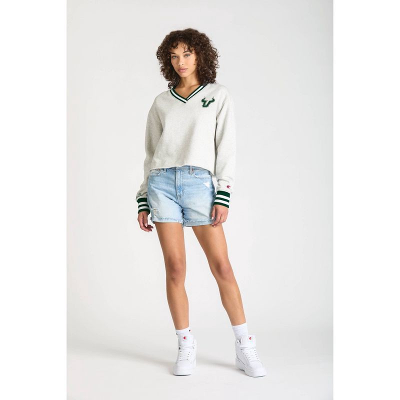 slide 1 of 4, NCAA South Florida Bulls Women's Champion Ash V-Neck Sweatshirt - L, 1 ct