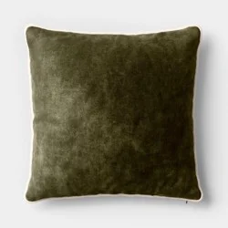 Square Cotton Velvet Throw Pillow Dark Green - Threshold™
