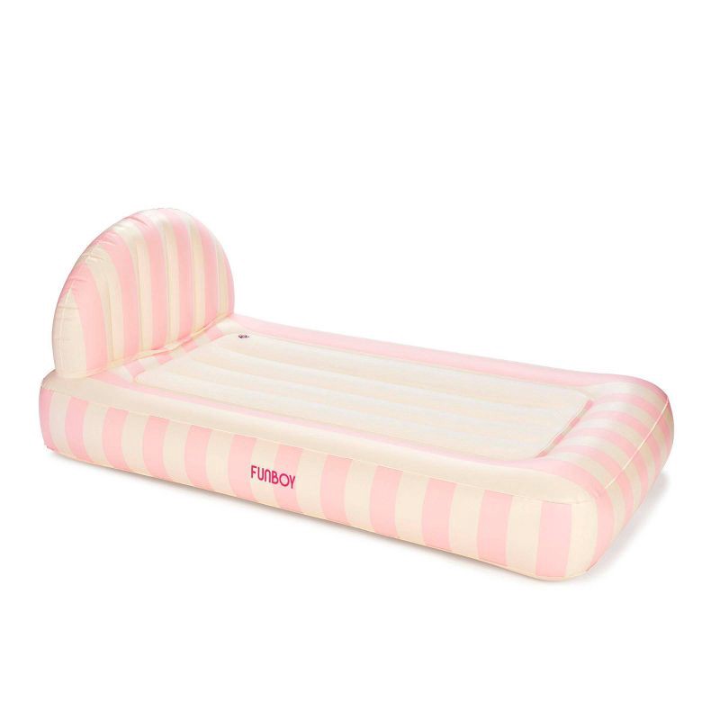 slide 1 of 6, FUNBOY Light Pink Stripe 15"H Kids' Sleepover Twin Air Mattress Bed with Electric Pump, 1 ct