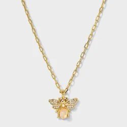 Beloved + Inspired 14k Gold Dipped Rose Quartz Bee Pendant Necklace Extender