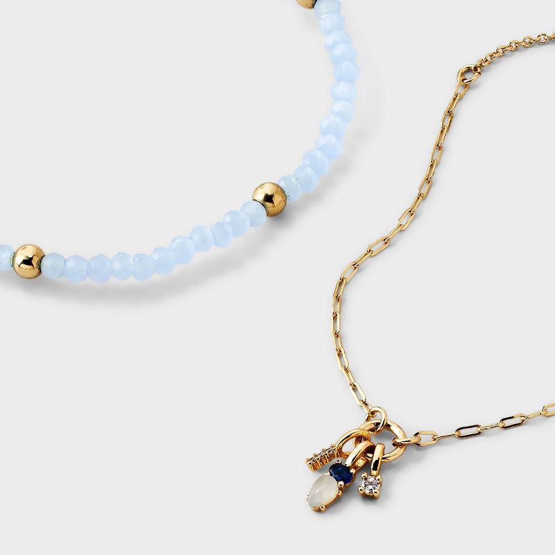 slide 4 of 4, 14k Gold Dipped Blue Stretch & Mixed Stone Bolo Bracelet Set 2 pc-A New Day™, 2 ct