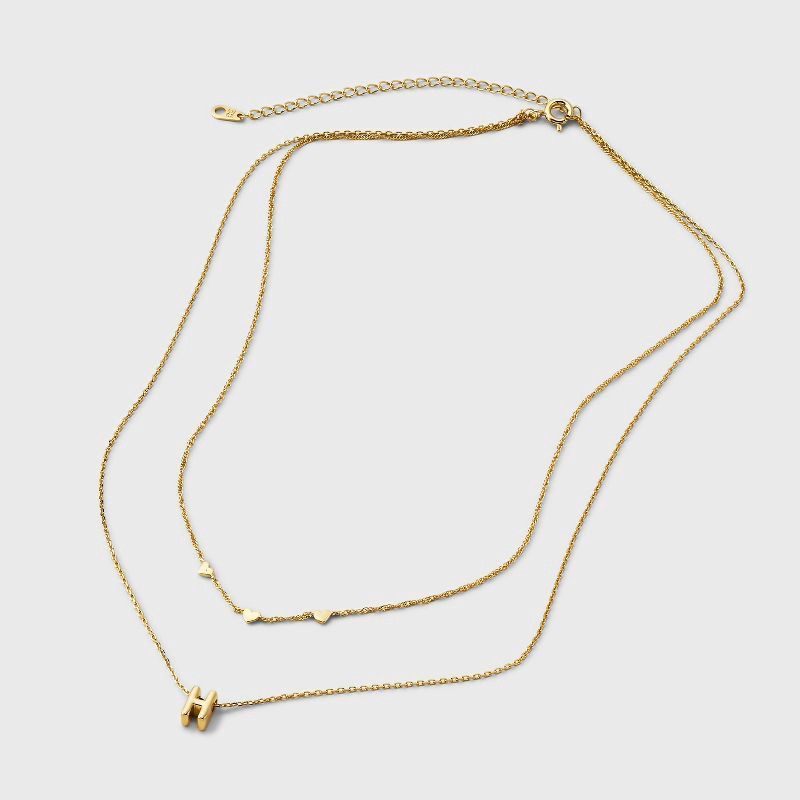 slide 2 of 4, 14K Gold Dipped Valentines Hearts "H" Initial Multi-Strand Necklace - A New Day™ Gold, 1 ct