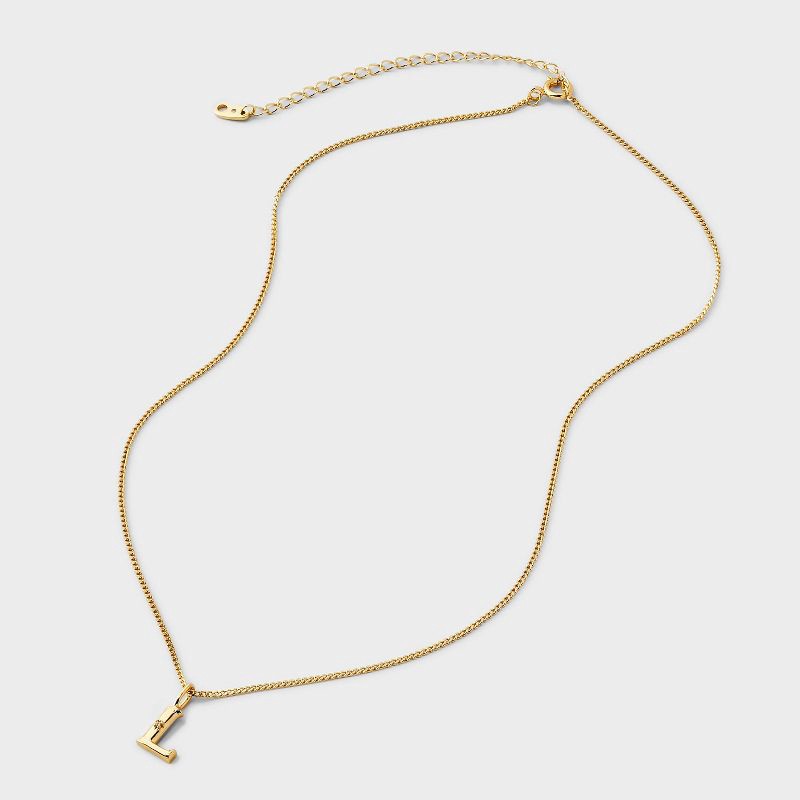 slide 3 of 4, 14kt Gold Dipped Cubic Zirconia "L" Initial Necklace - A New Day™ Gold, 1 ct