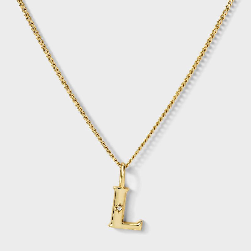 slide 2 of 4, 14kt Gold Dipped Cubic Zirconia "L" Initial Necklace - A New Day™ Gold, 1 ct