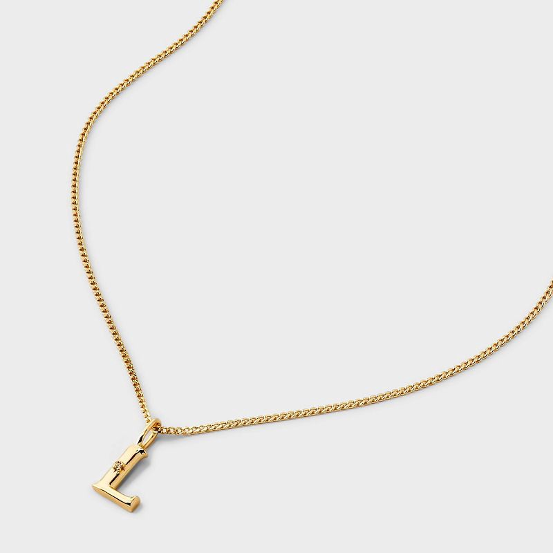 slide 4 of 4, 14kt Gold Dipped Cubic Zirconia "L" Initial Necklace - A New Day™ Gold, 1 ct