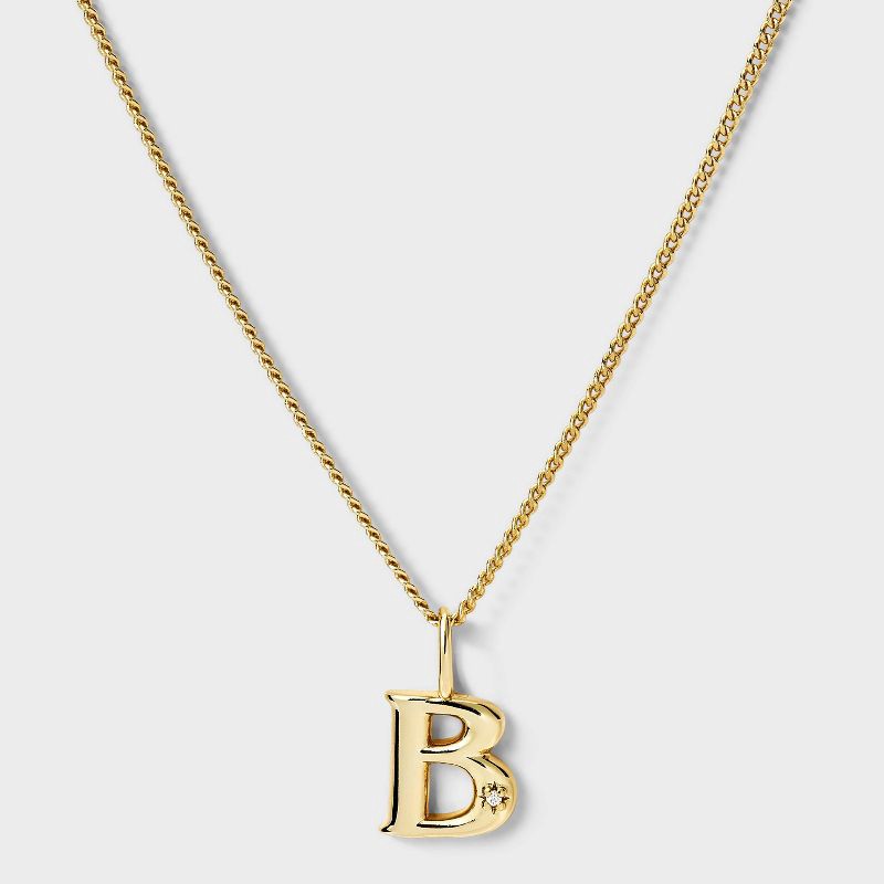 slide 2 of 4, 14kt Gold Dipped Cubic Zirconia "B" Initial Necklace - A New Day™ Gold, 1 ct