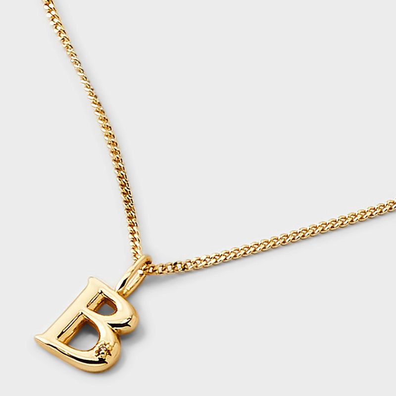 slide 4 of 4, 14kt Gold Dipped Cubic Zirconia "B" Initial Necklace - A New Day™ Gold, 1 ct
