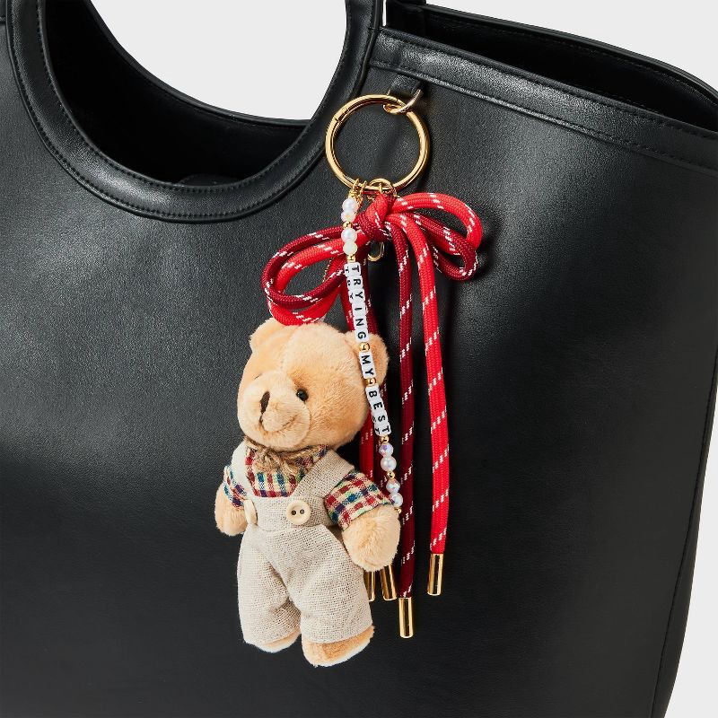 slide 2 of 2, Little Words Project "Trying My Best" Plush Teddy Bear Beaded Bag Charm, 1 ct