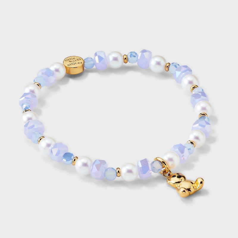 slide 3 of 5, Little Words Project Teddy Bear Charm Beaded Bracelet - Blue, 1 ct