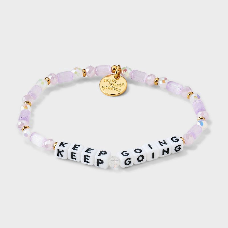 slide 3 of 4, Little Words Project "Keep Going" Beaded Bracelet Boxed - Lavender Lift, 1 ct