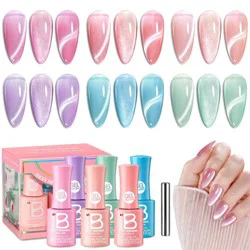 Beetles Stay Shining Collection Salon-Quality Gel Nail Polish Set - Fairy Garden (Cat Eye) - 6pc