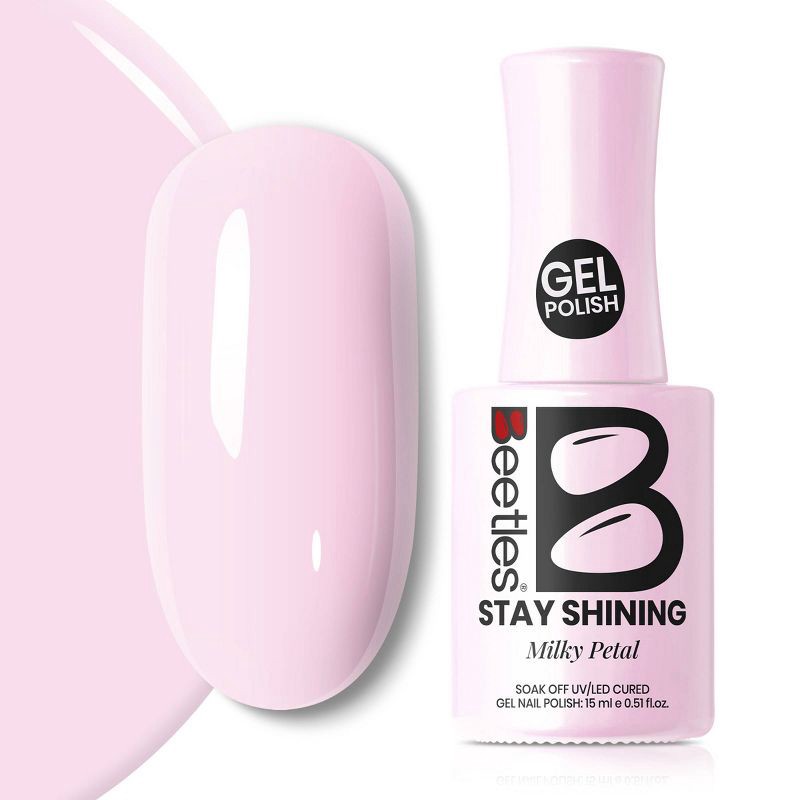 slide 1 of 6, Beetles Stay Shining Collection Salon-Quality Gel Nail Polish - Milky Petal - 0.51 fl oz: Nail Care, High Shine, For Nails & Toenails, 0.51 fl oz
