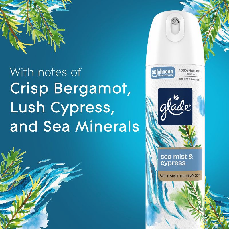slide 5 of 14, Glade Aerosol Air Fresheners - Sea Mist & Cypress - 7.3oz, 7.3 oz