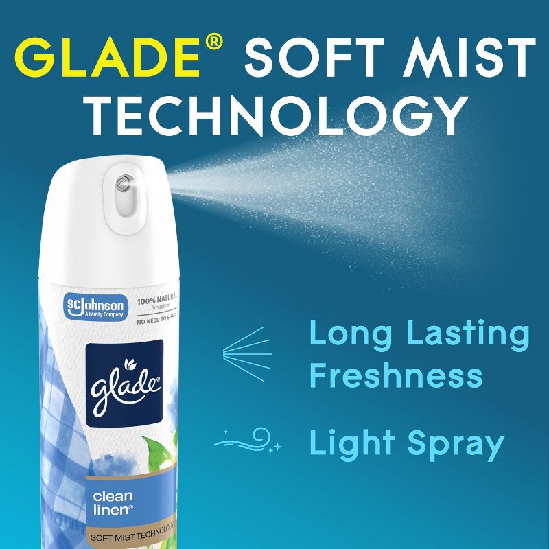 slide 2 of 15, Glade Aerosol Air Fresheners - Clean Linen - 7.3oz, 7.3 oz