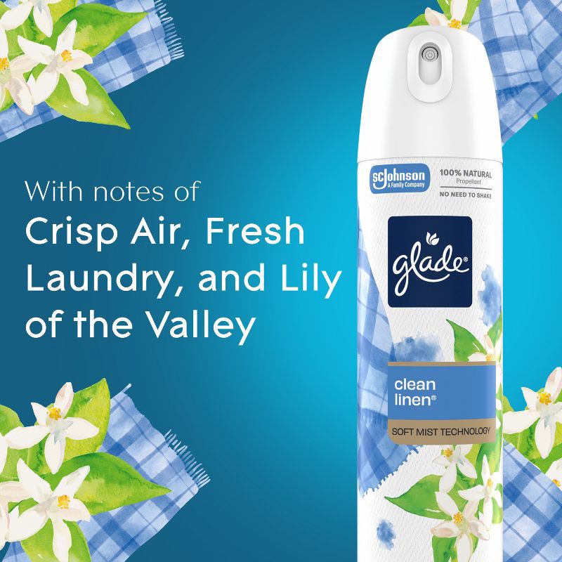 slide 6 of 15, Glade Aerosol Air Fresheners - Clean Linen - 7.3oz, 7.3 oz