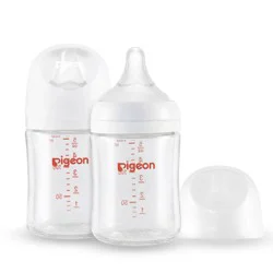 Pigeon Nurture & Nest Wide-Neck Anti-colic Glass Baby Bottles with Nipples - 5 fl oz/2pk: BPA-Free, Lead-Free, PVC-Free, Phthalate-Free