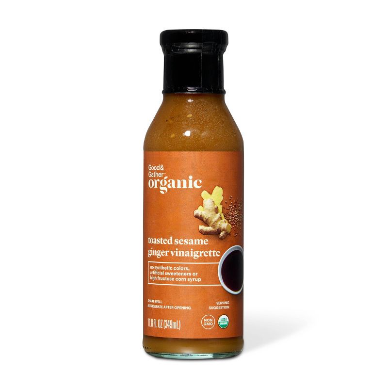 slide 1 of 4, Organic Toasted Sesame Ginger Vinaigrette - 11.8 fl oz - Good & Gather™, 11.8 fl oz