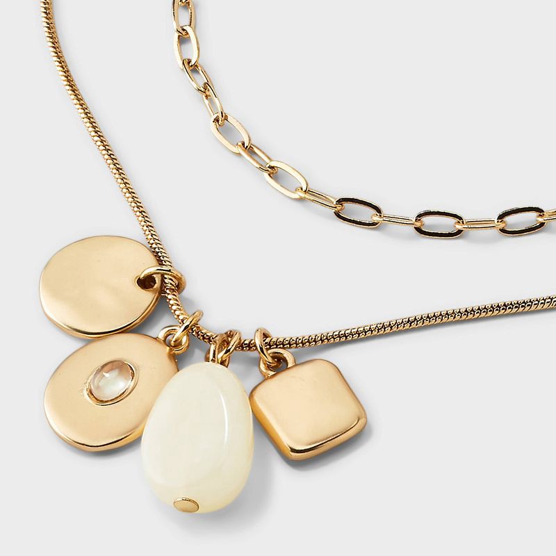 slide 4 of 4, Multi Row Mixed Charm Necklace - A New Day™ Gold, 1 ct