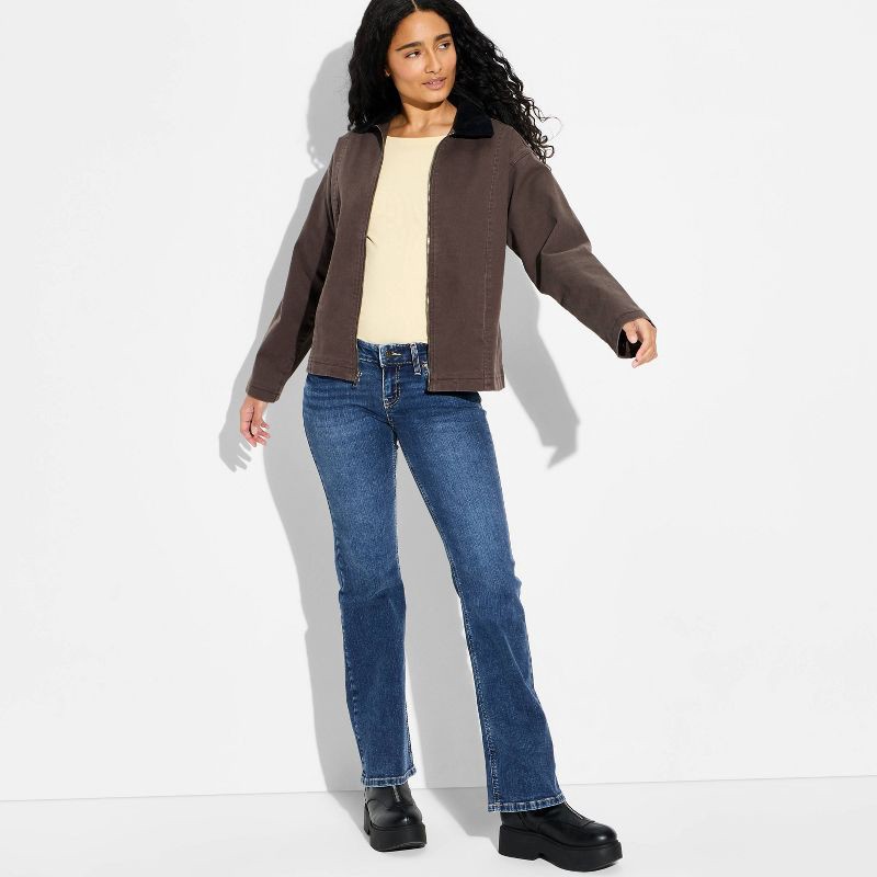 slide 1 of 3, Women's Babyboot Low-Rise Flare Jeans - Wild Fable™ Dark Wash 4, 1 ct