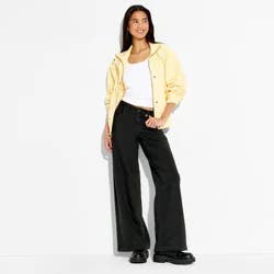 Women's Mid-Rise Lowkey Wide Leg Jeans - Wild Fable™ Black Wash 8