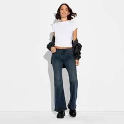 Women's Mid-Rise Flare Curvy Jeans - Wild Fable™ Black Wash 14