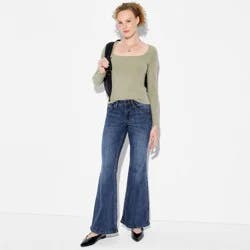 Women's Mid-Rise Flare Curvy Jeans - Wild Fable™ Dark Wash 14