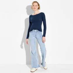 Women's Mid-Rise Flare Curvy Jeans - Wild Fable™ Light Wash 0