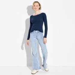 Women's Mid-Rise Flare Curvy Jeans - Wild Fable™ Light Wash 0