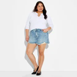 Women's Denim Mid-Rise Cut-Off Shorts - Wild Fable™ Dark Wash 17