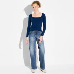 Women's Low-Rise Straight Fit Jeans - Wild Fable™ Dark Wash 8