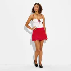 Women's Drop Waist Mini Skirt - Wild Fable™ Red Polka Dots XL