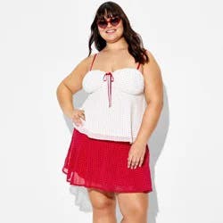 Women's Drop Waist Mini Skirt - Wild Fable™ Red Polka Dots XXL