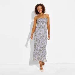 Women's Sleeveless Maxi Empire Waist Dress - Wild Fable™ Gray Floral XS