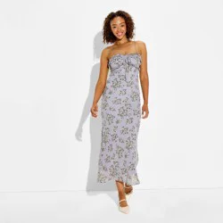 Women's Sleeveless Maxi Empire Waist Dress - Wild Fable™ Gray Floral S