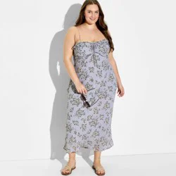 Women's Sleeveless Maxi Empire Waist Dress - Wild Fable™ Gray Floral XXL