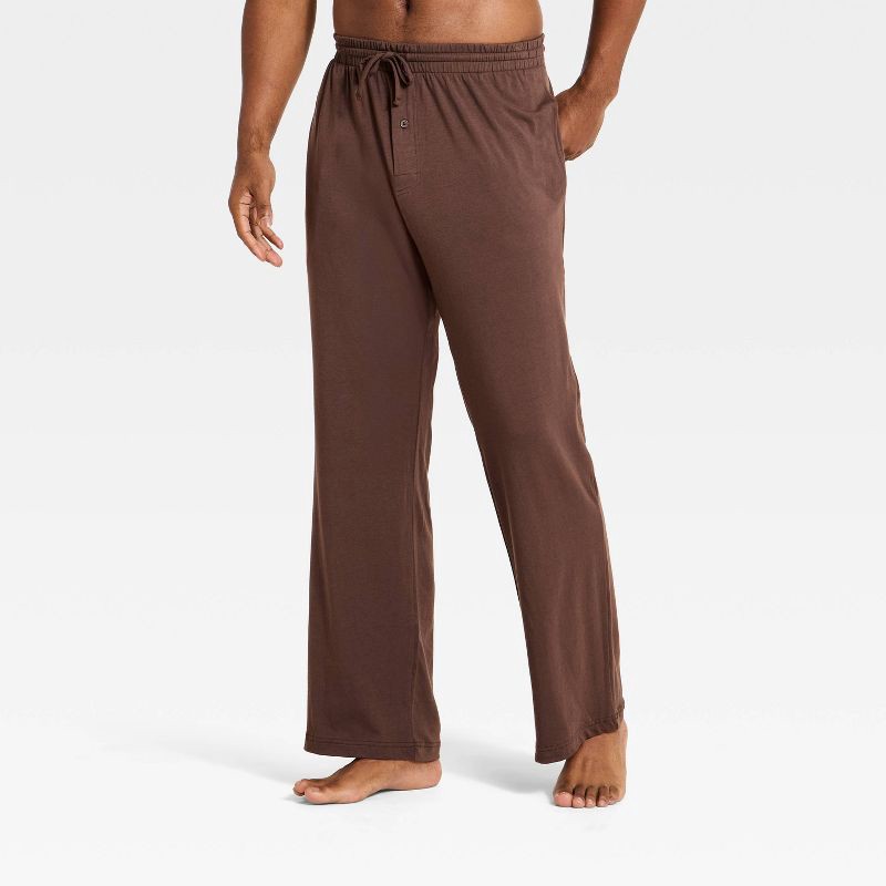 slide 1 of 3, Men's All Night Knit Pajama Pants - Goodfellow & Co™ Brown XL, 1 ct