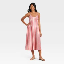 Women's Corset Sundress - A New Day™ Cream/Red Striped S