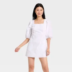 Women's Linen Mini Slip Dress - A New Day™ White S