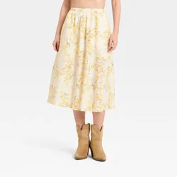 Women's Pull-On Midi Skirt - A New Day™ White Floral S