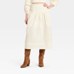 Women's Eyelet Midi Skirt - A New Day™ Cream S