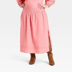 Women's Eyelet Midi Skirt - A New Day™ Pink XXL